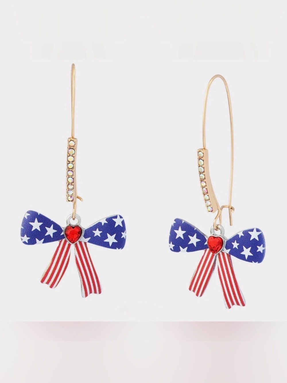 Betsey Johnson AMERICANA BOW SHEPHERD HOOK EARRINGS BLUE